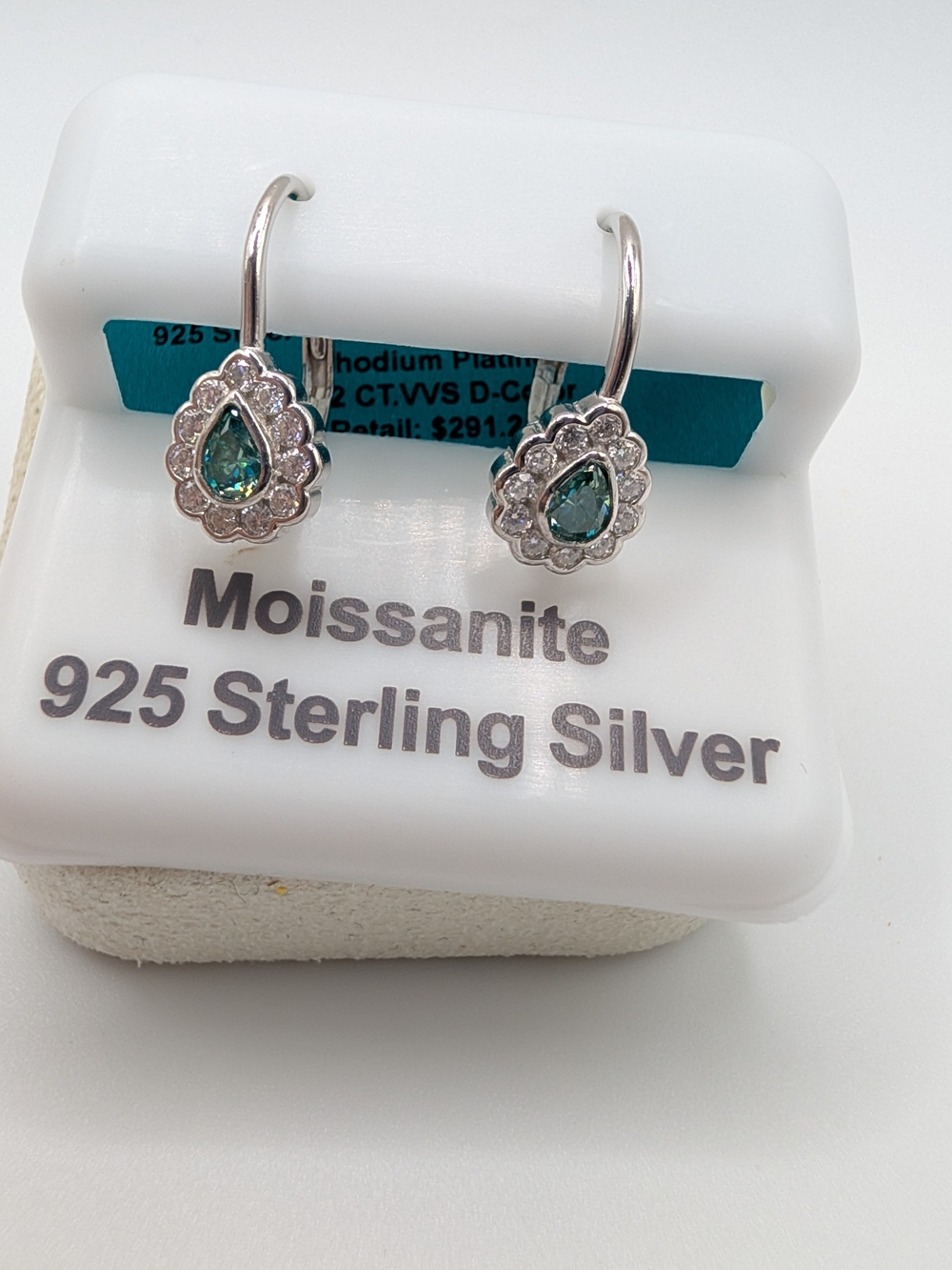 NWT  .62 ctw Moissanite & Peridot Halo Leverback Earrings ✨ 925 Silver